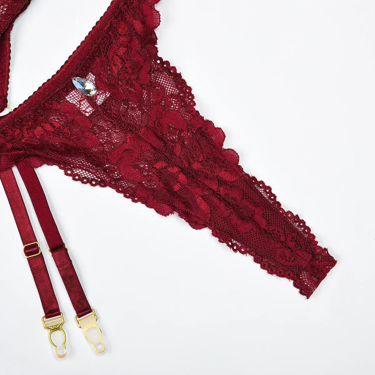 Sensual lingerie set with cut-outs and decorative stones