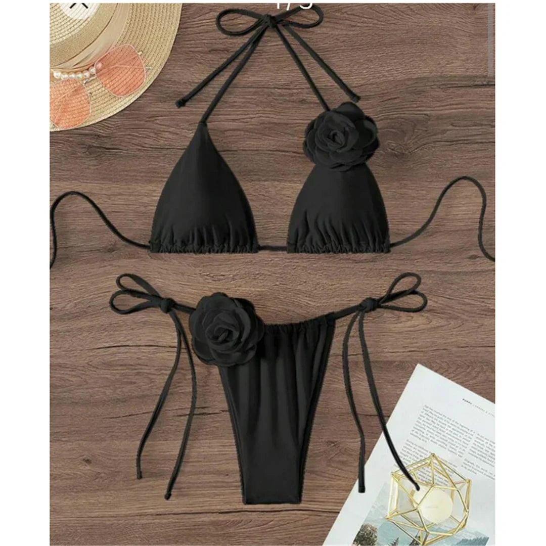 Two-piece swimsuit with a tie-up bikini
