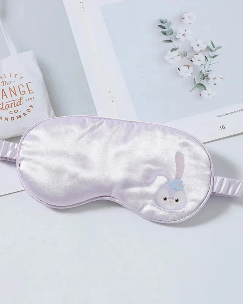 Satin Eye Mask for Sleeping with Plush Toy