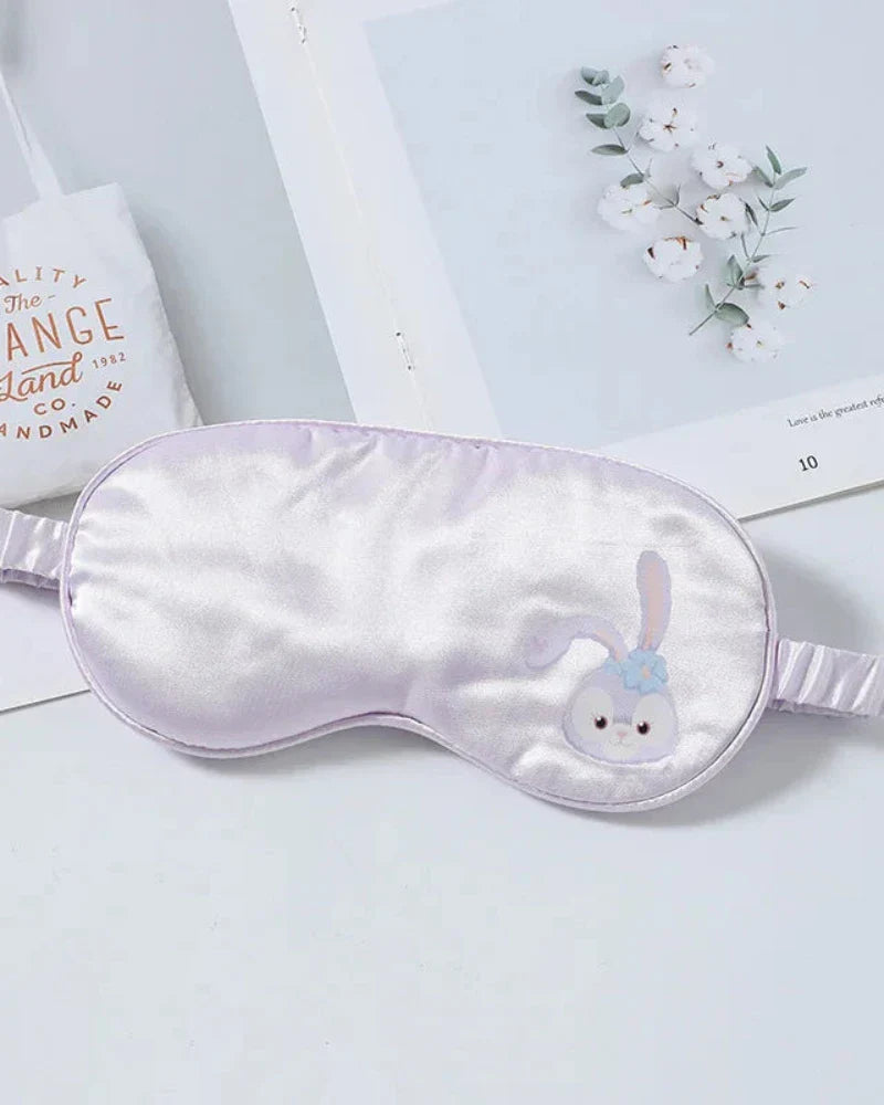 Satin Eye Mask for Sleeping with Plush Toy