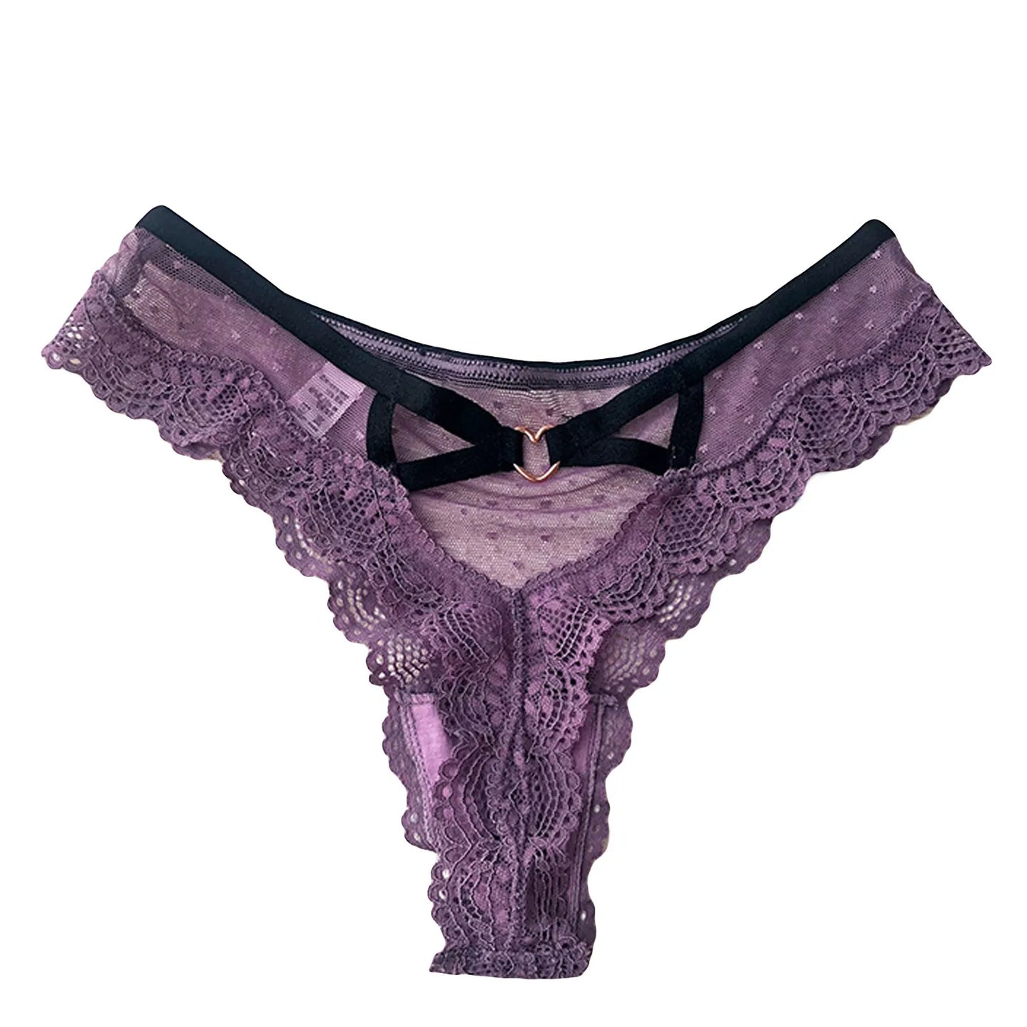Lace-trimmed mesh panties