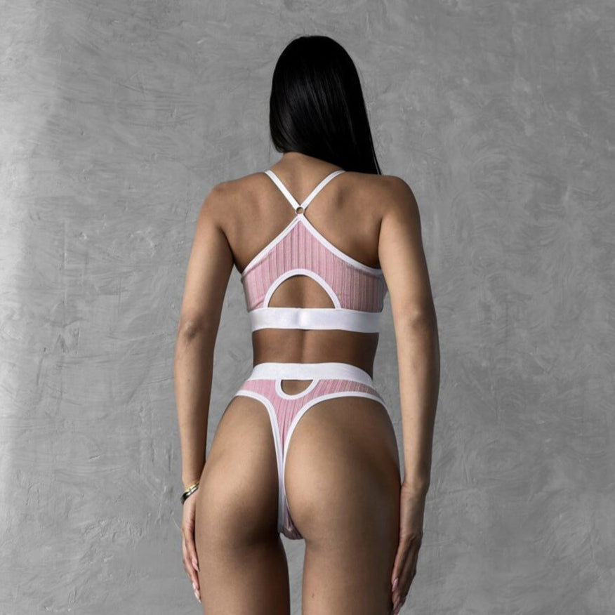 A complete set of sports underwear with adjustable straps.