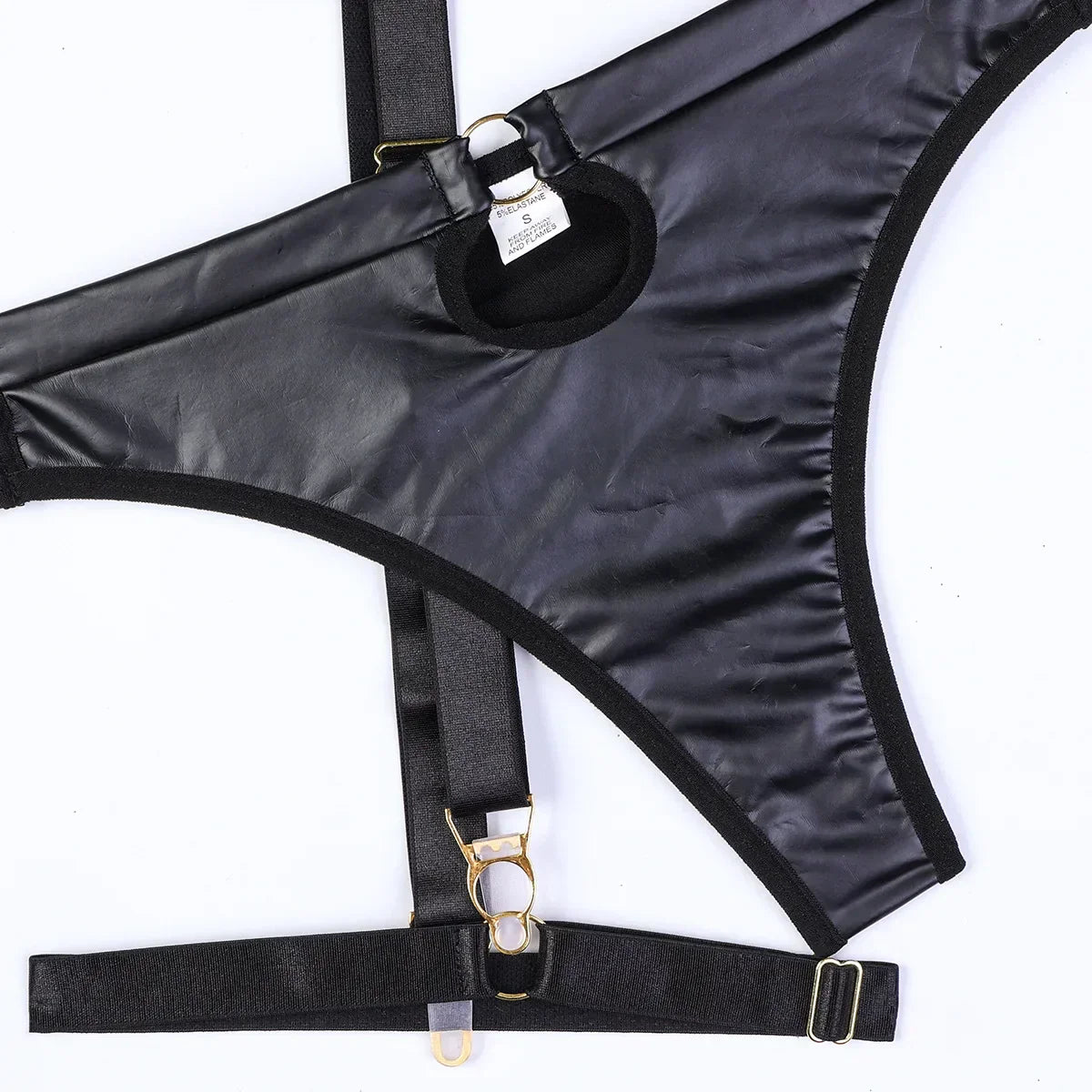 Leather-look lingerie set
