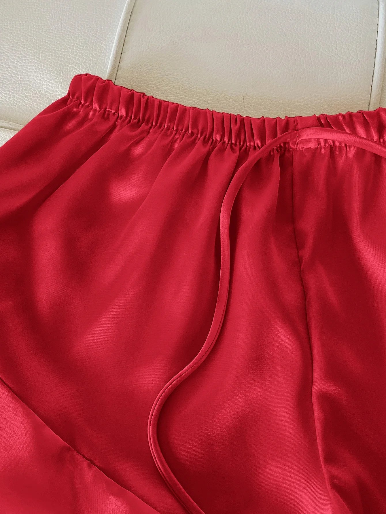 Pyjama set with satin top and shorts