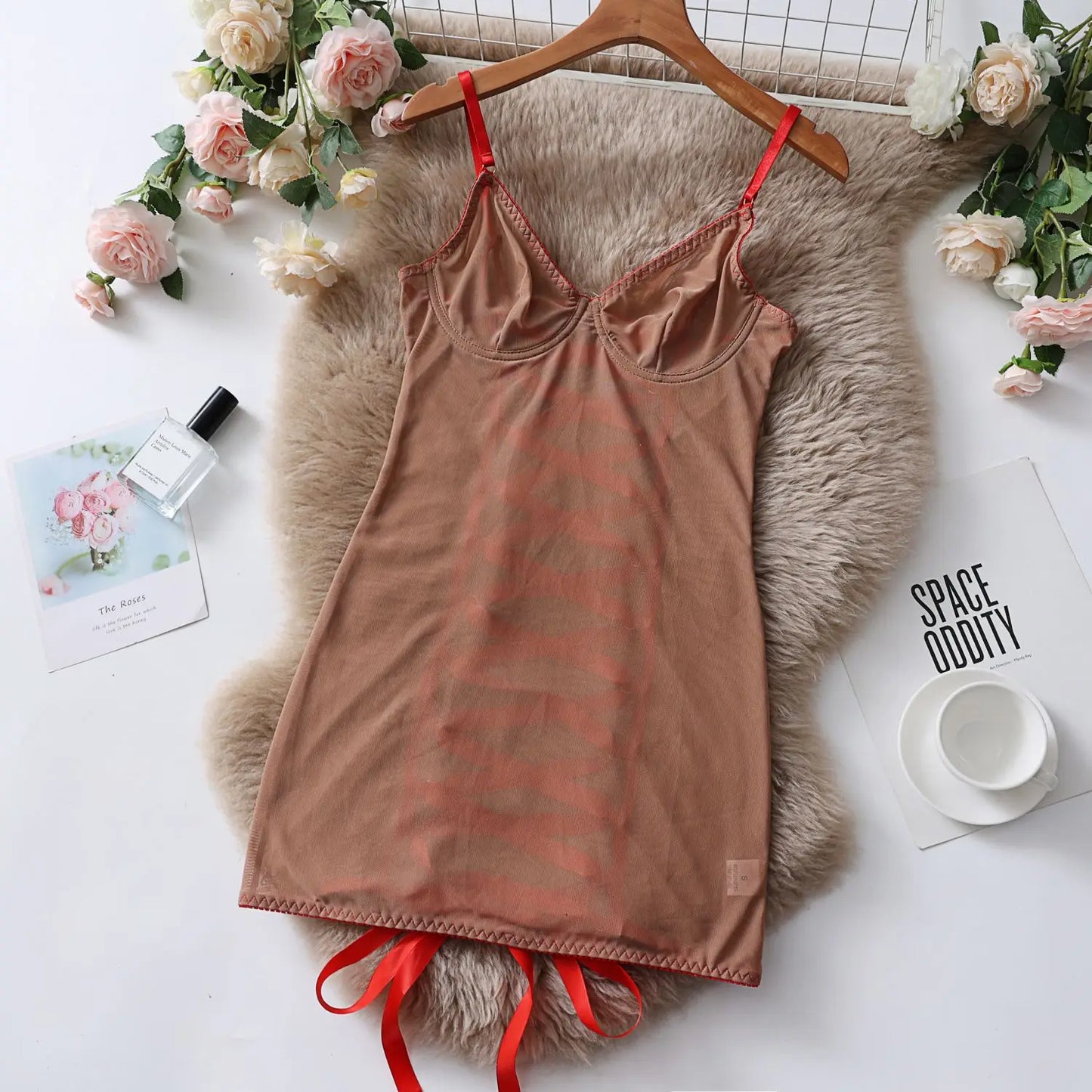 Lace nightdress with adjustable straps