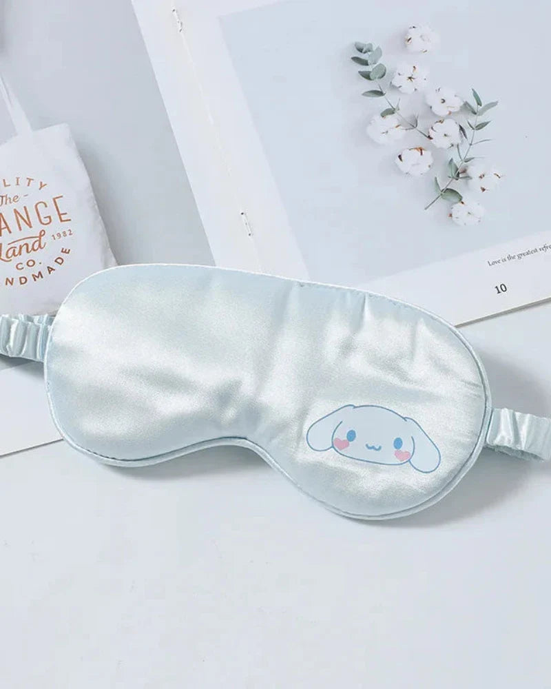 Satin Eye Mask for Sleeping with Plush Toy
