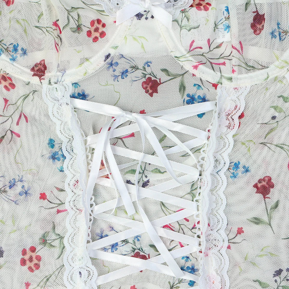 Lace bodysuit with a floral pattern