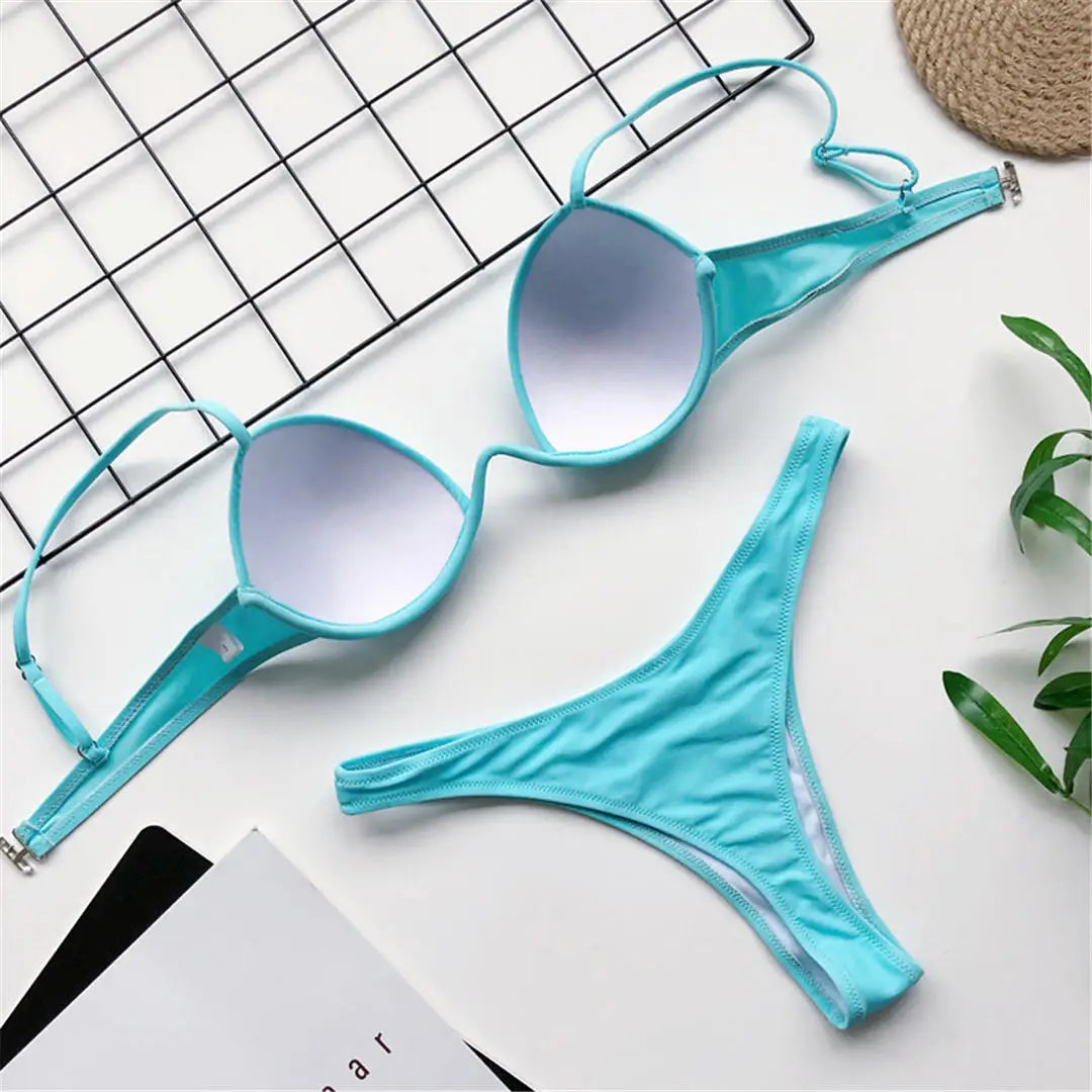 Push-up swimsuit with padded bra.