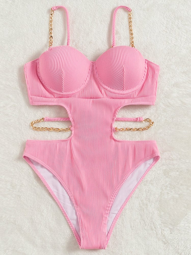 One-piece swimsuit with cut-outs at the waist