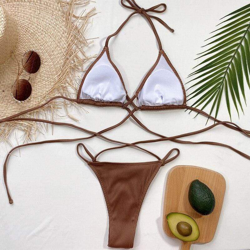 Two-piece swimsuit with ties