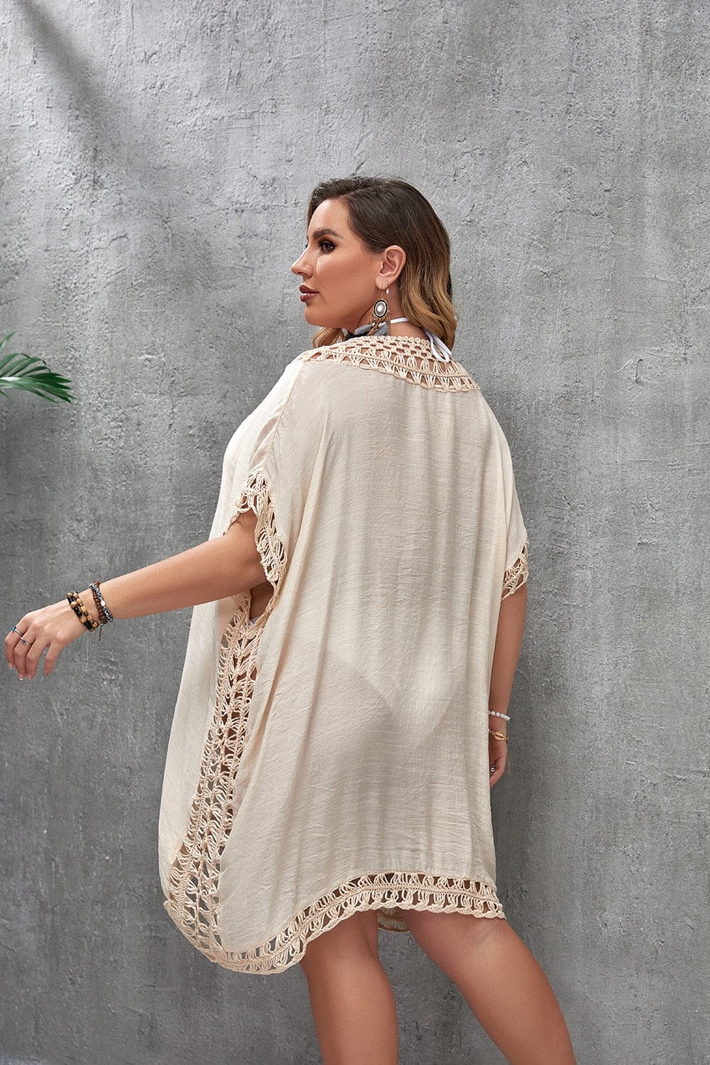 Plus size beach dress with a neck tie