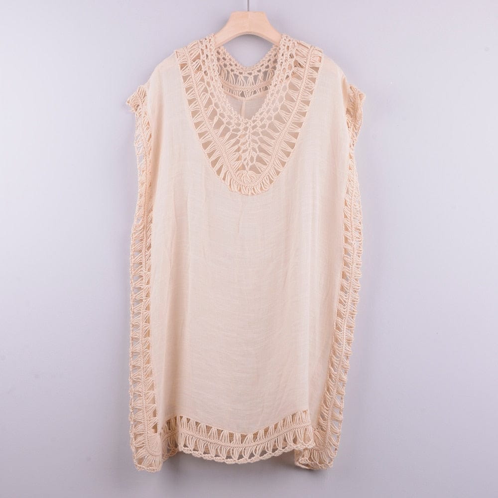 Plus size beach dress with a neck tie