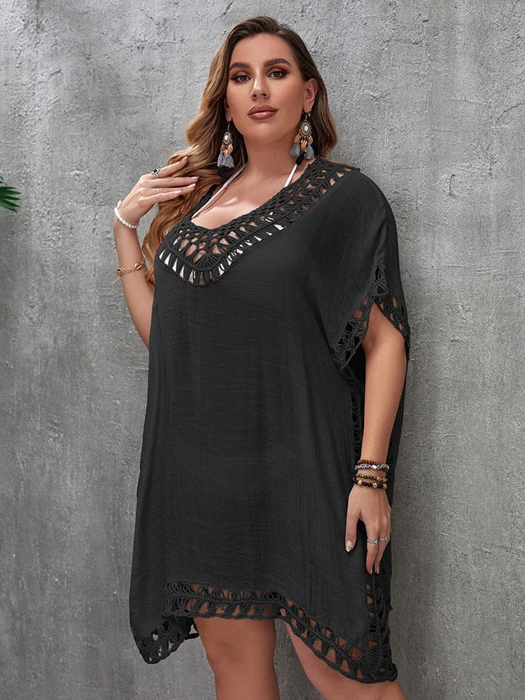 Plus size beach dress with a neck tie
