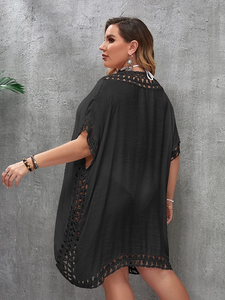 Plus size beach dress with a neck tie