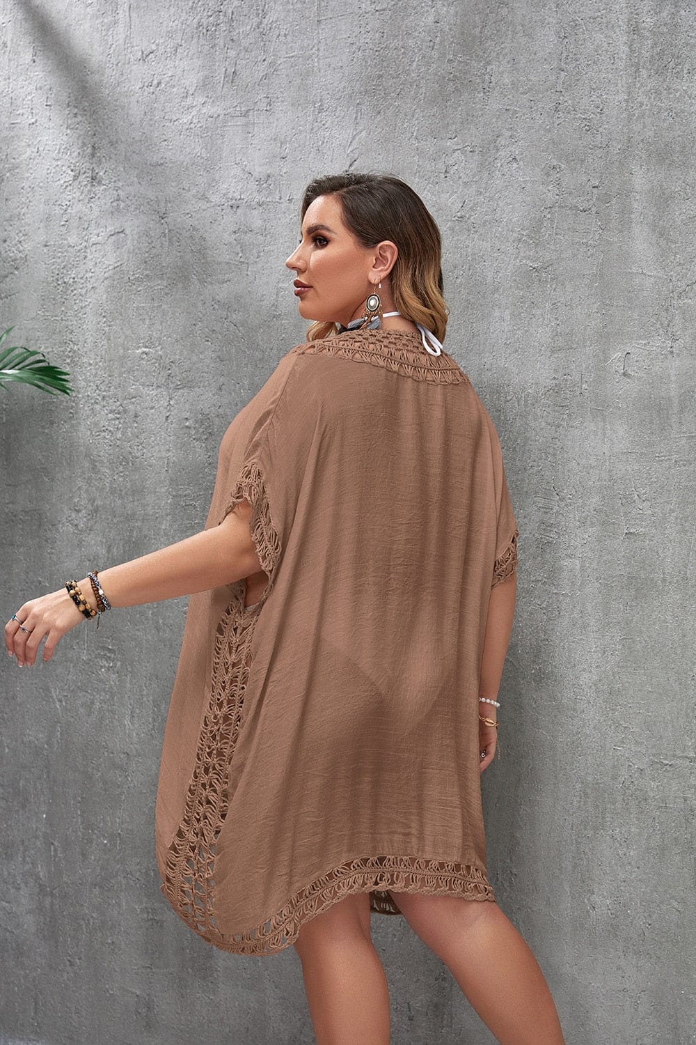 Plus size beach dress with a neck tie