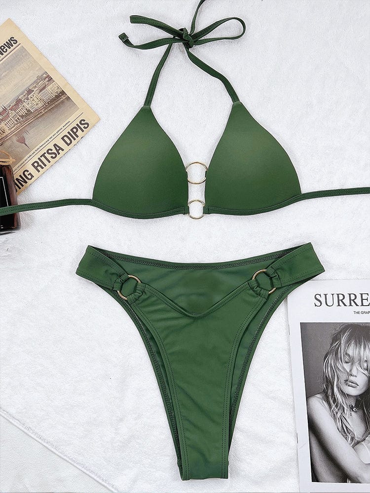 Reinforced bikini with decorative rings