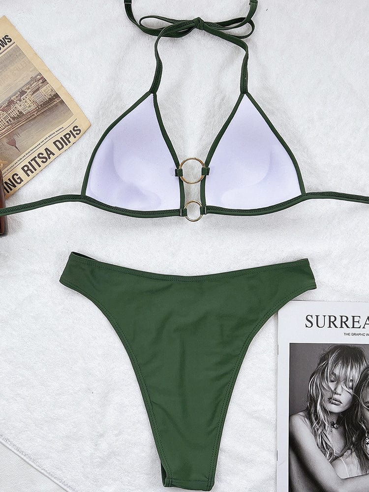 Reinforced bikini with decorative rings