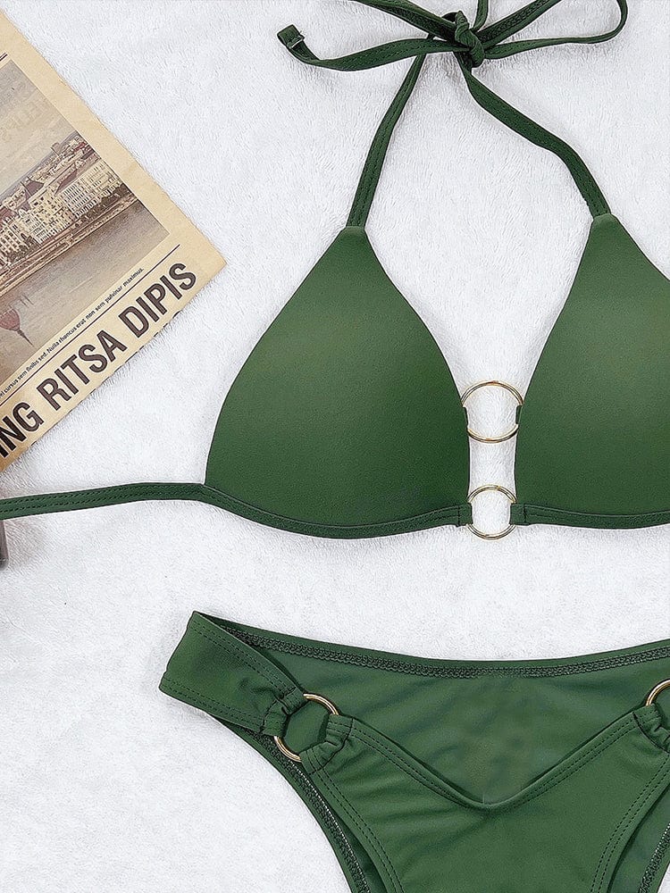Reinforced bikini with decorative rings