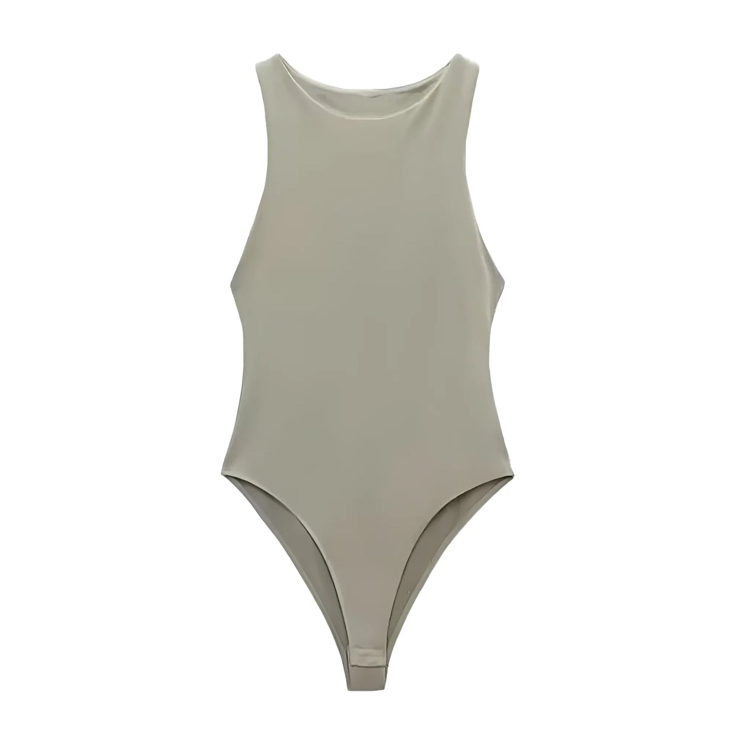 Beige Classic Backless Bodysuit