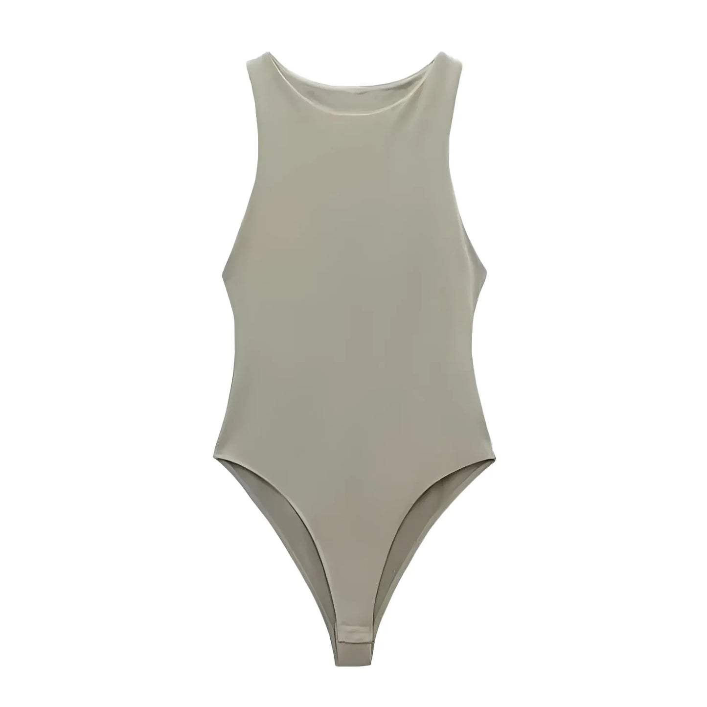 Beige Classic Backless Bodysuit