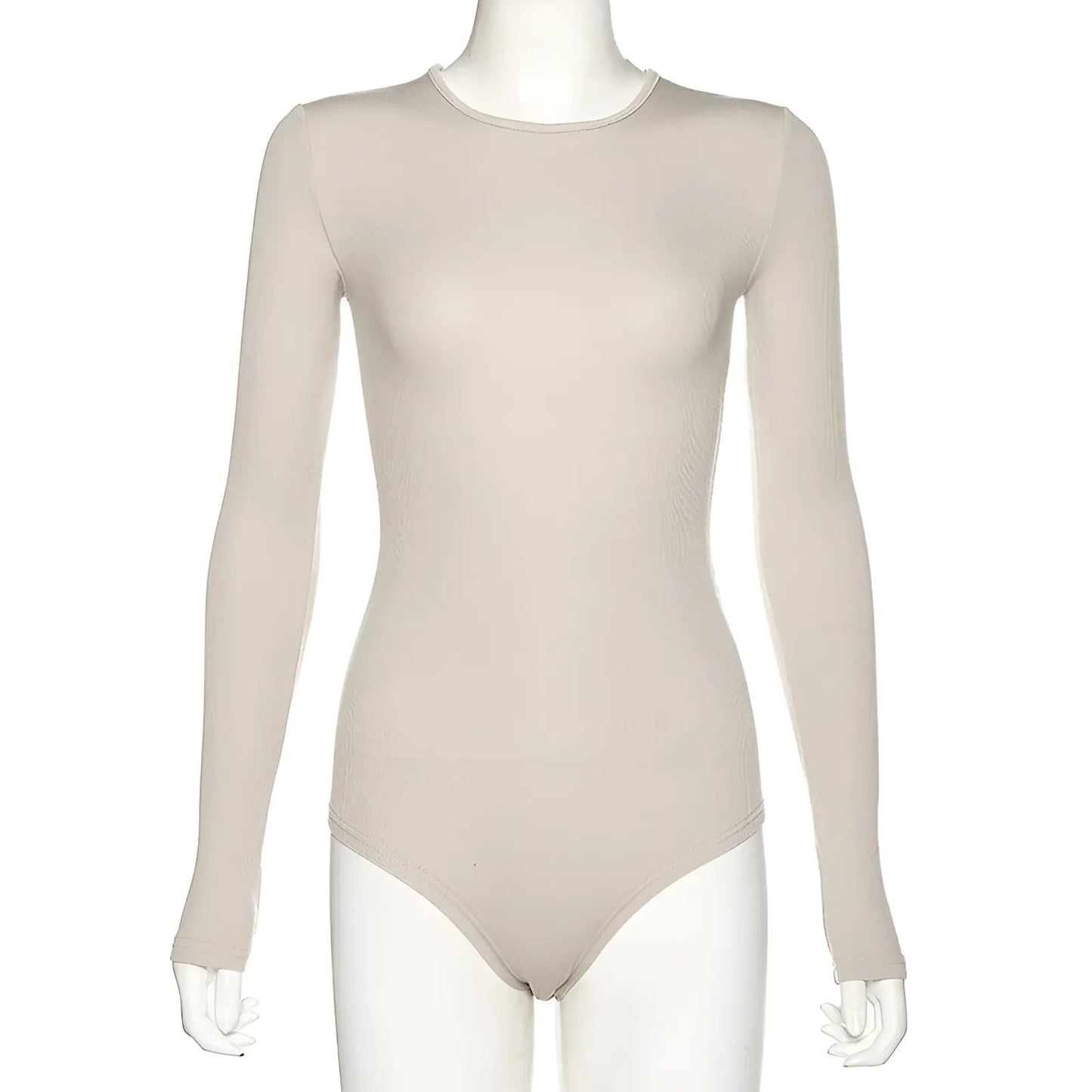 Beige Classic Fitted Women's Bodysuit