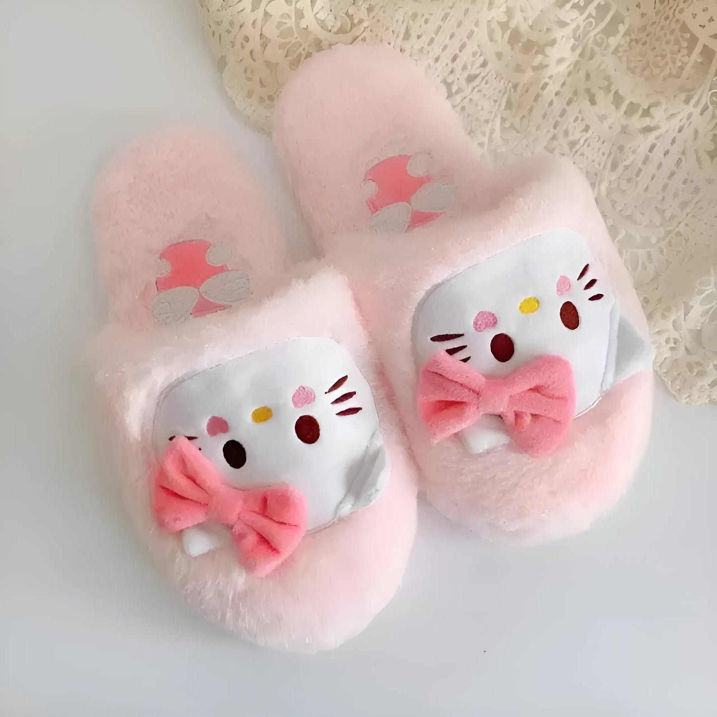 Beige Faux Fur Slippers