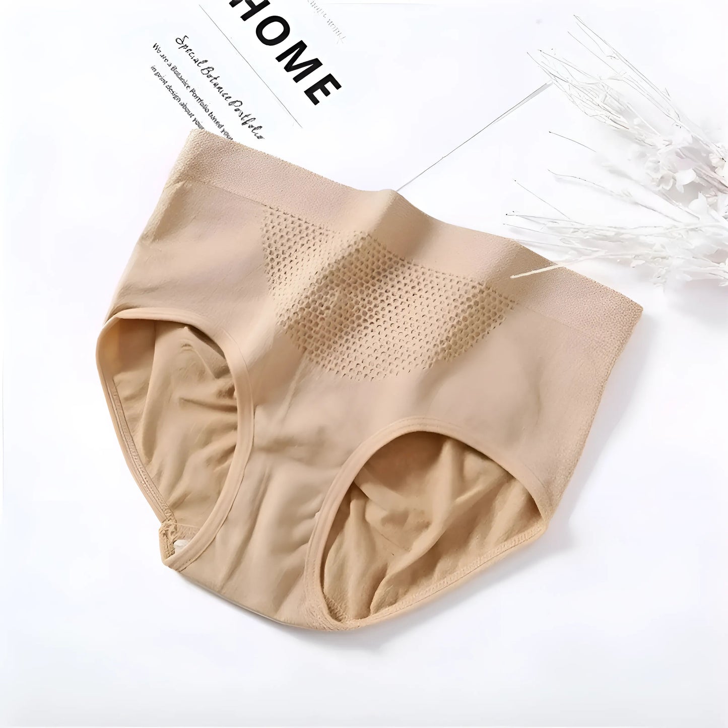 Beige High-Waisted Push-Up Knickers