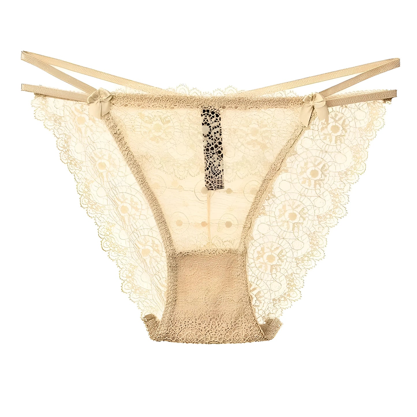 Beige Lace Briefs with Straps