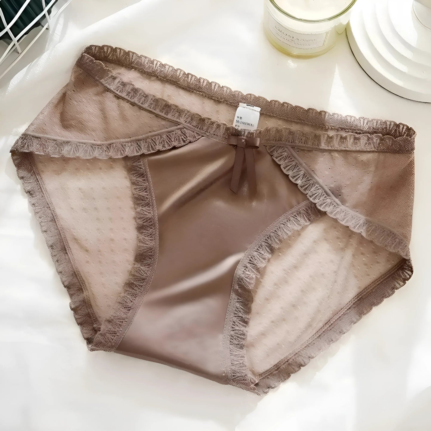 Beige Lace Knickers with Decorative Trim