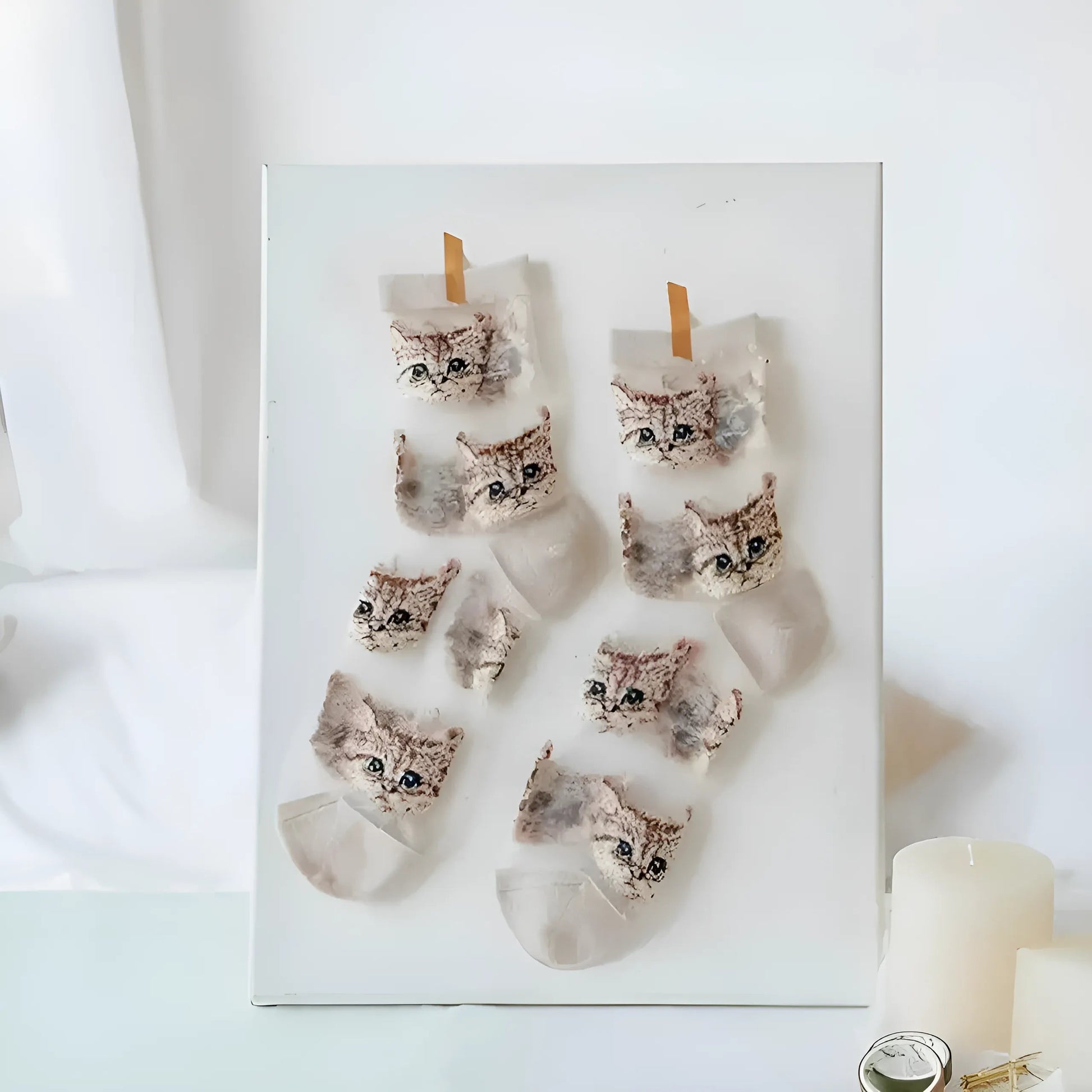Beige Long Transparent Cat Socks