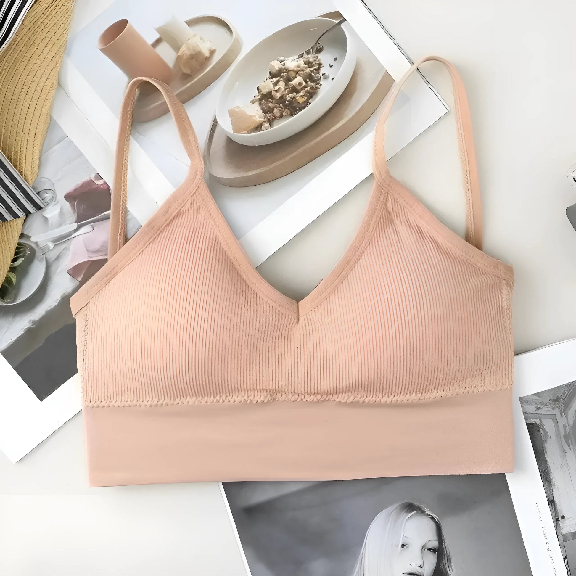 Beige Low-Back Bra