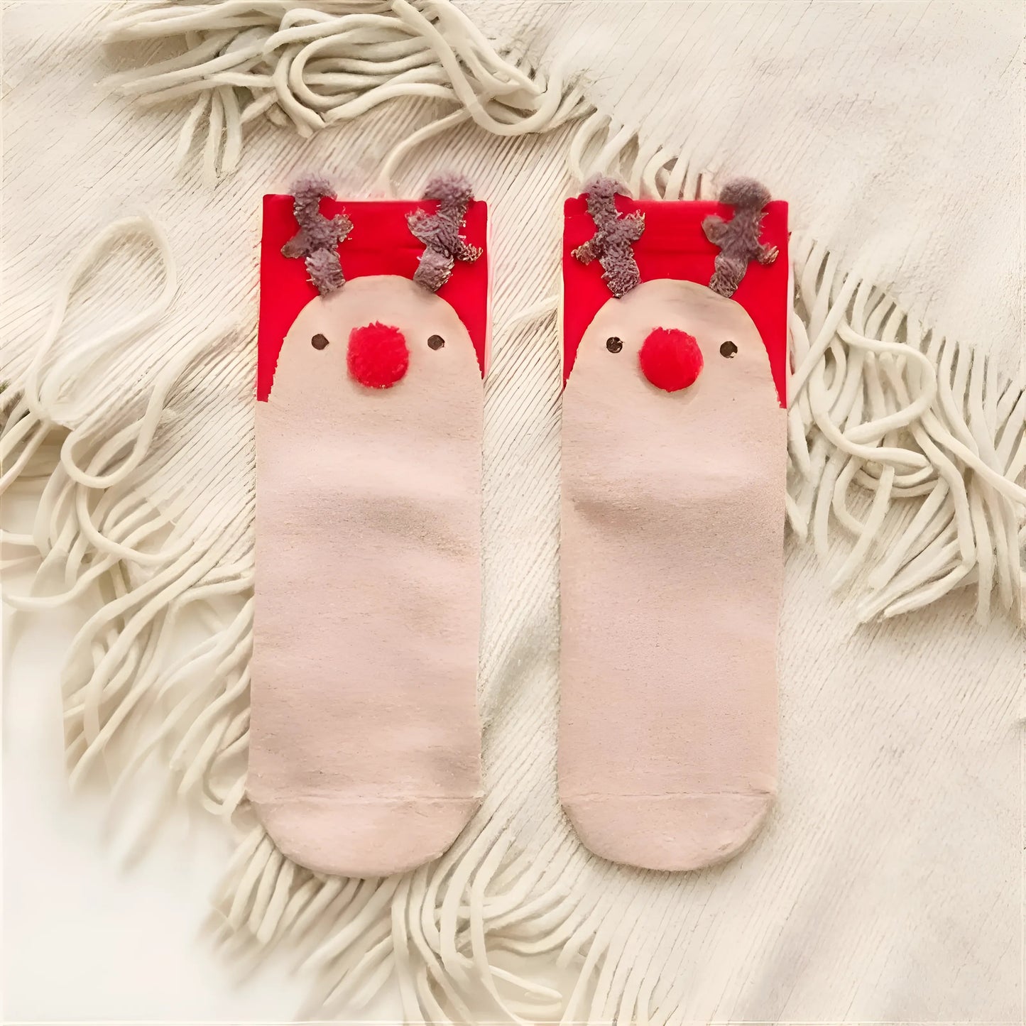 Beige Women's Christmas Socks