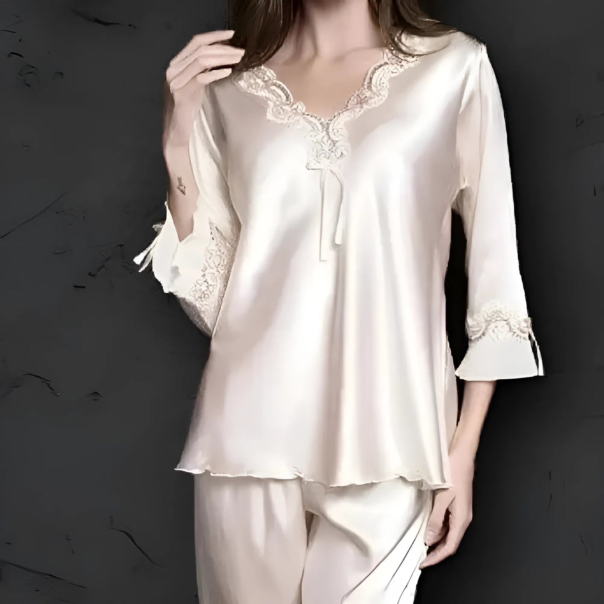 Beige Women's Pyjamas with Longer Sleeves