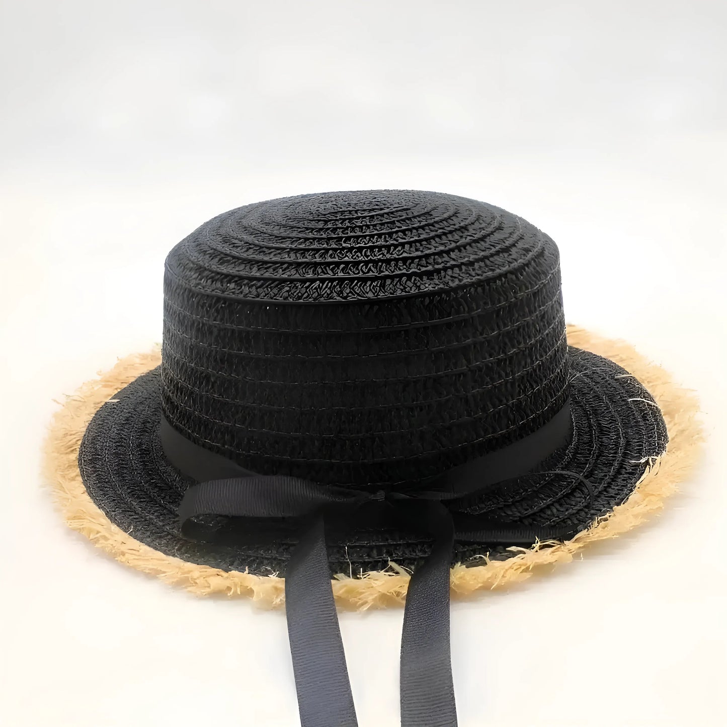 Black Beach Hat with Bow