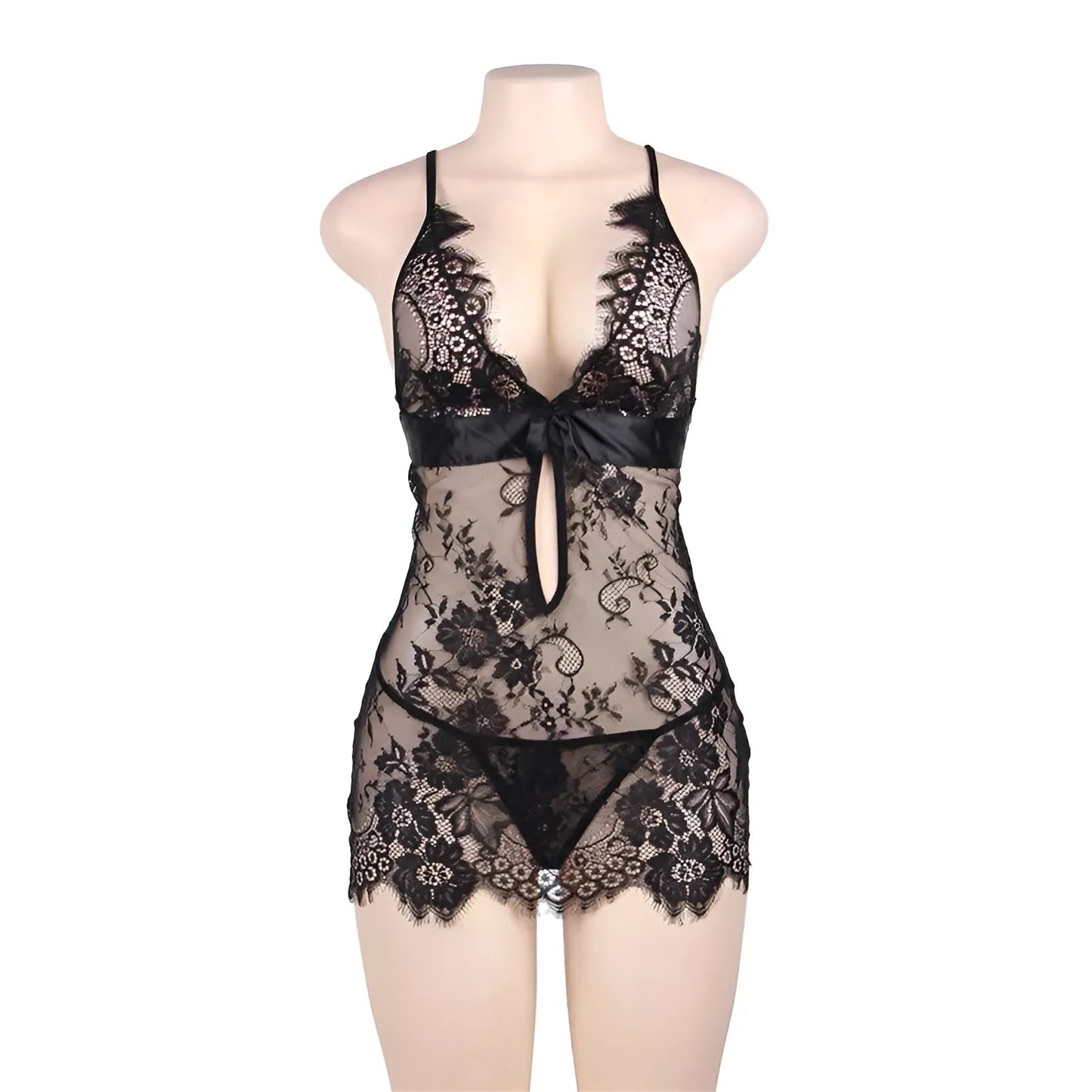 Black Delicate Lace Nightdress
