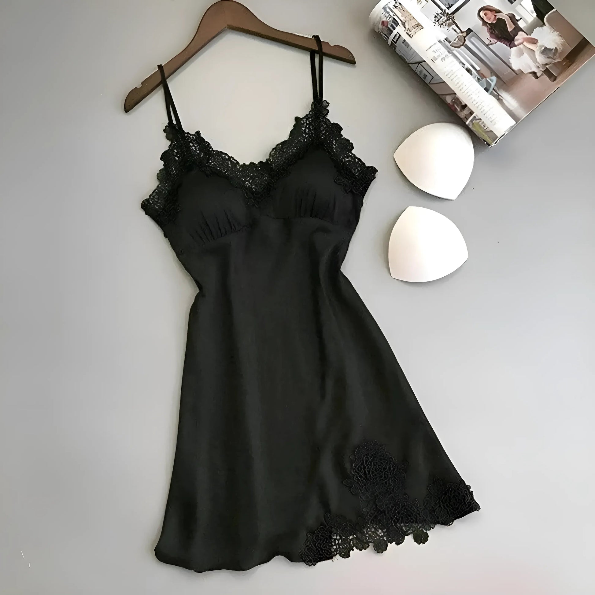 Black Delicate Lace Nightdress