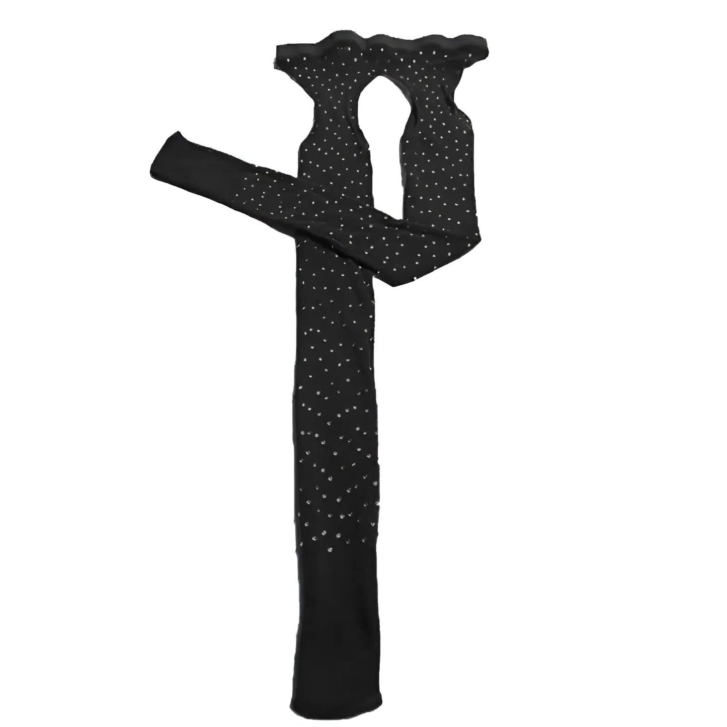 Black Fishnet Stockings with Suspender Belt and Rhinestones