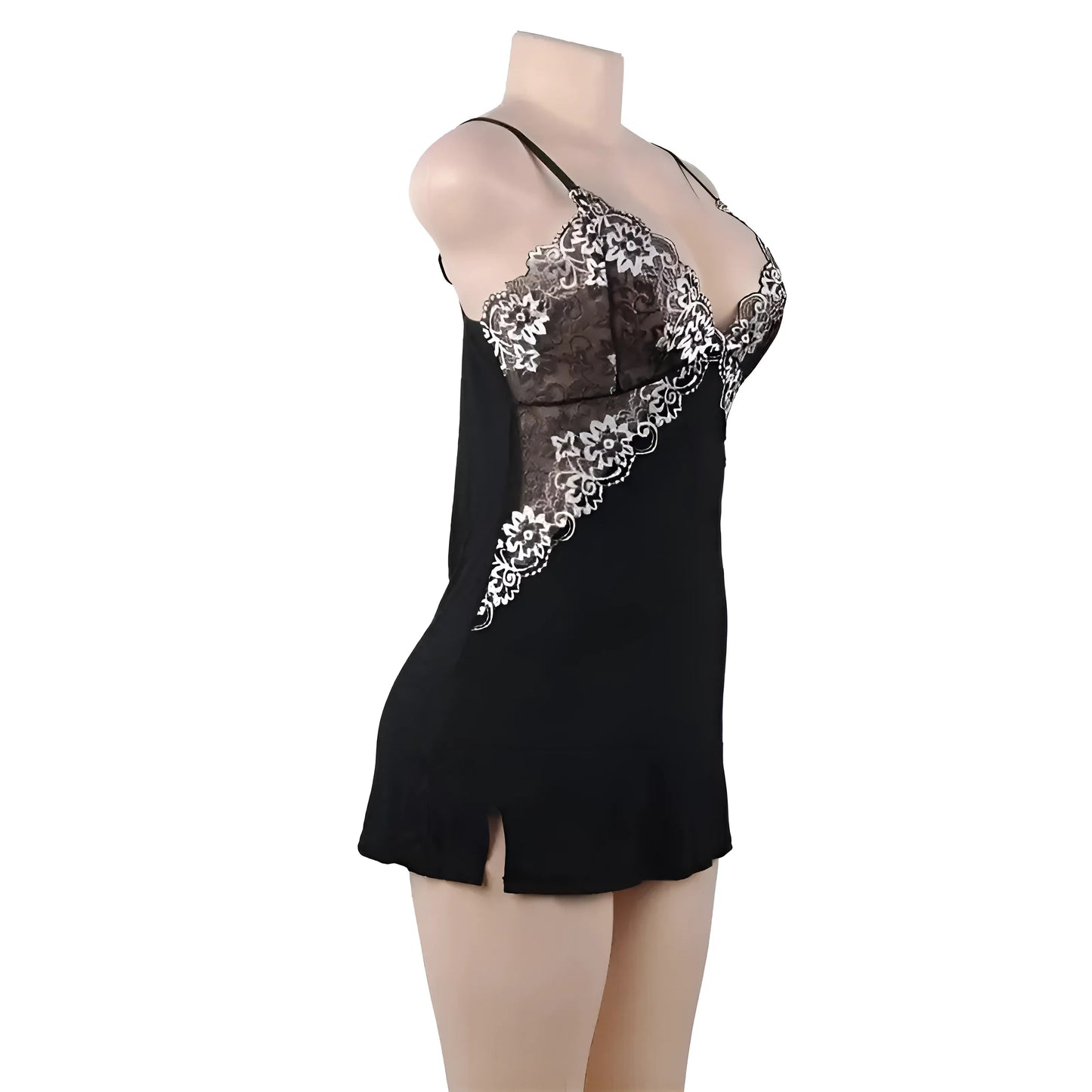 Black Floral Nightdress in Plus Sizes