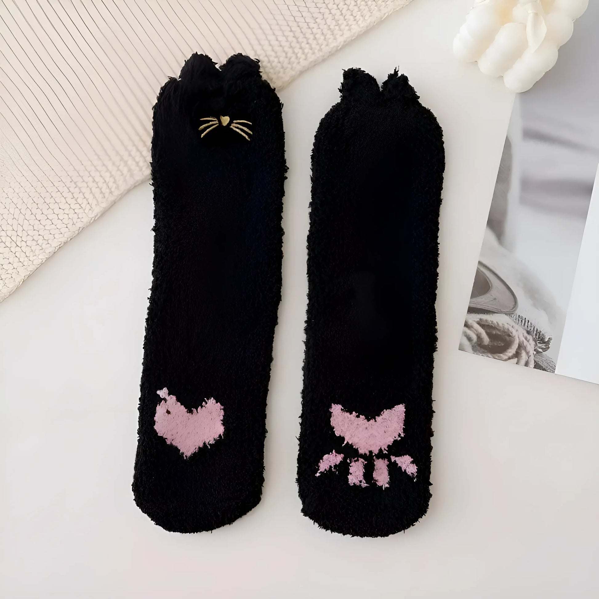 Black Fluffy Women's Socks