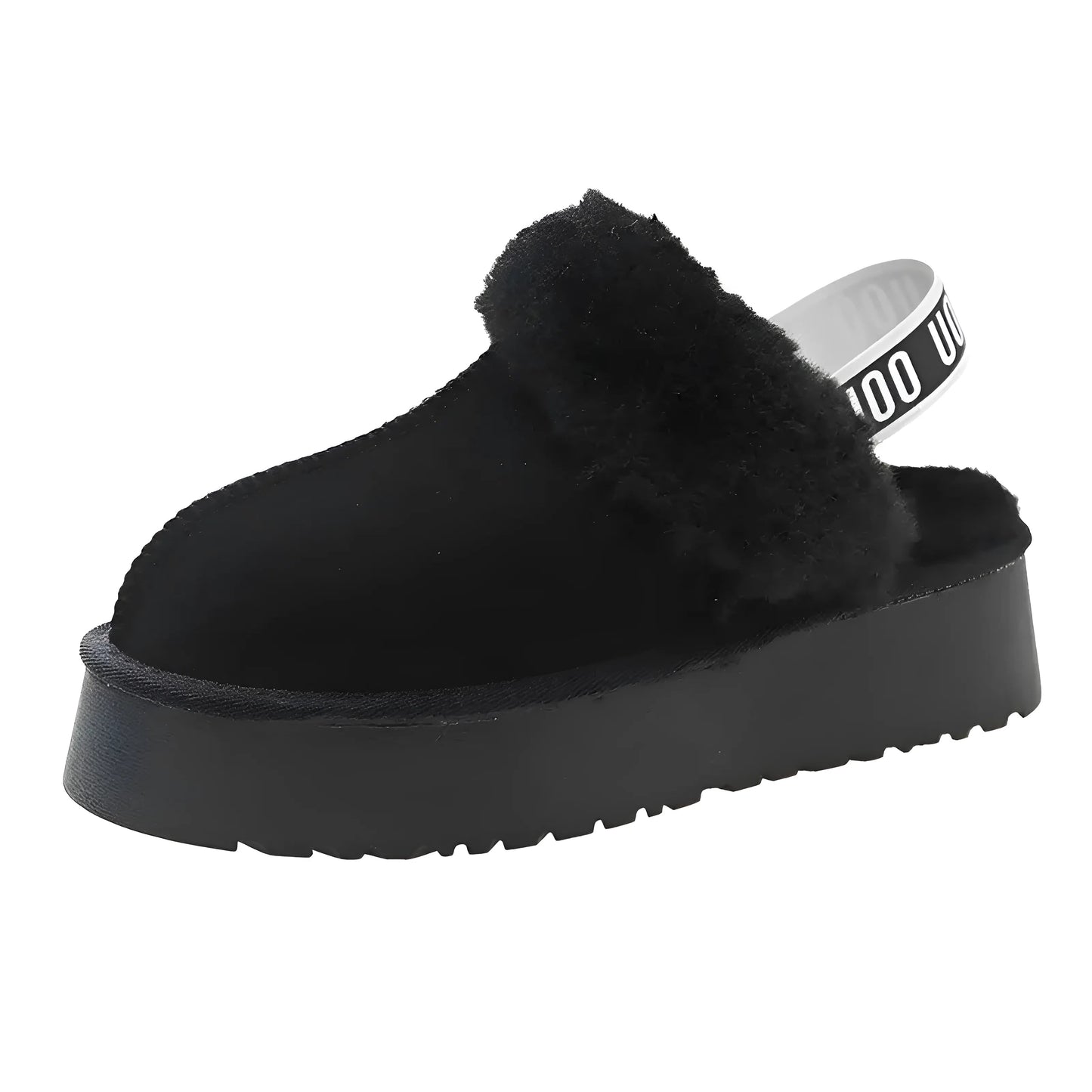 Black Insulated Home Slippers with Platform Sole