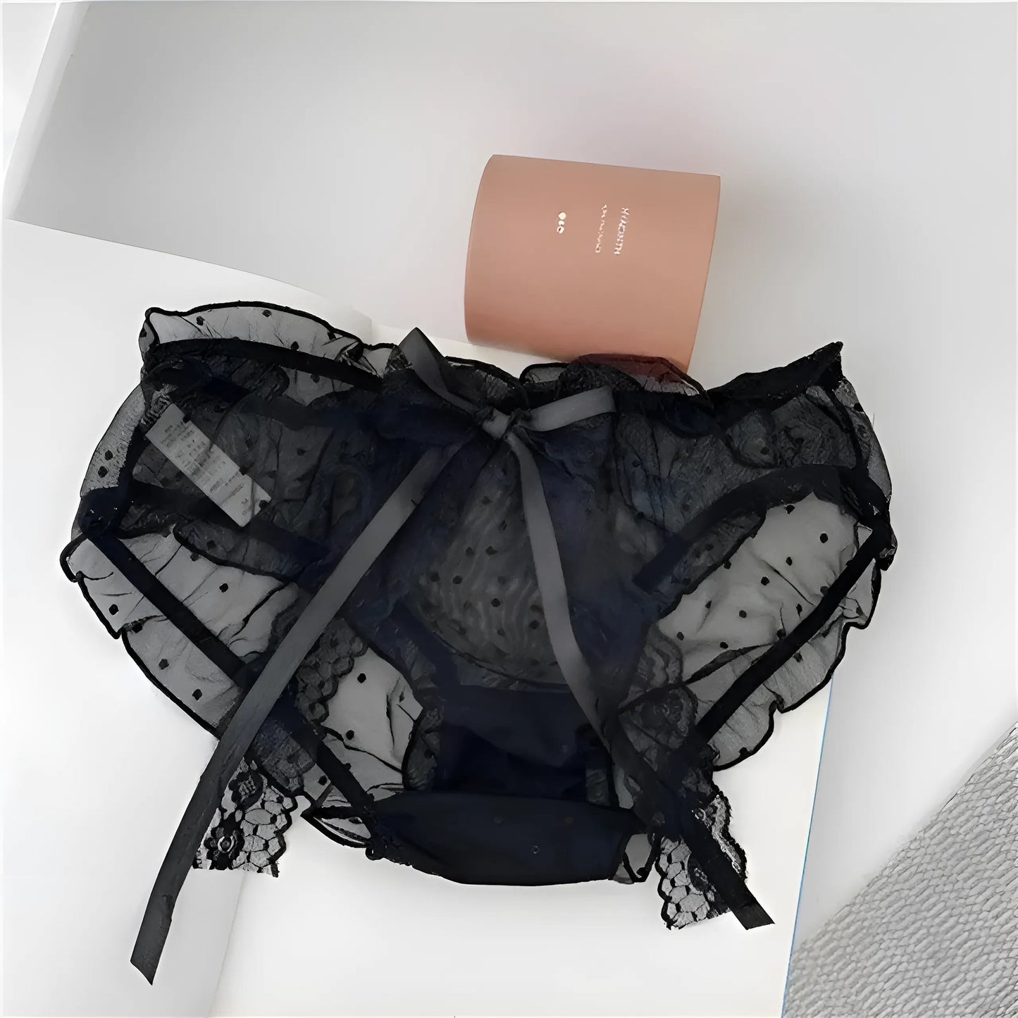 Black Lace Briefs with Bow Detail