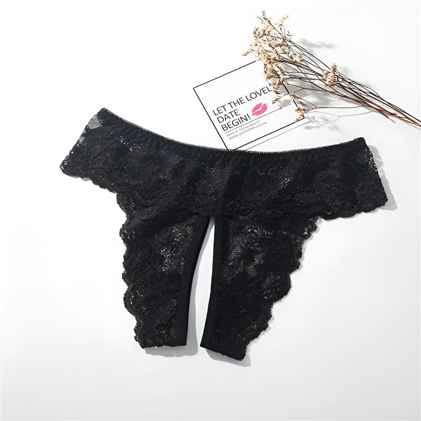 Black Lace Briefs with Cut-Out Detail
