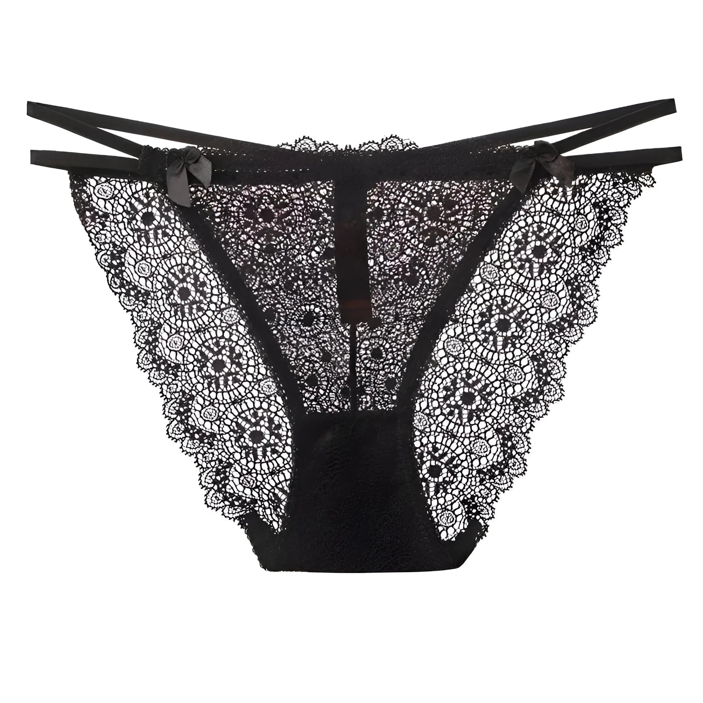Black Lace Briefs with Straps