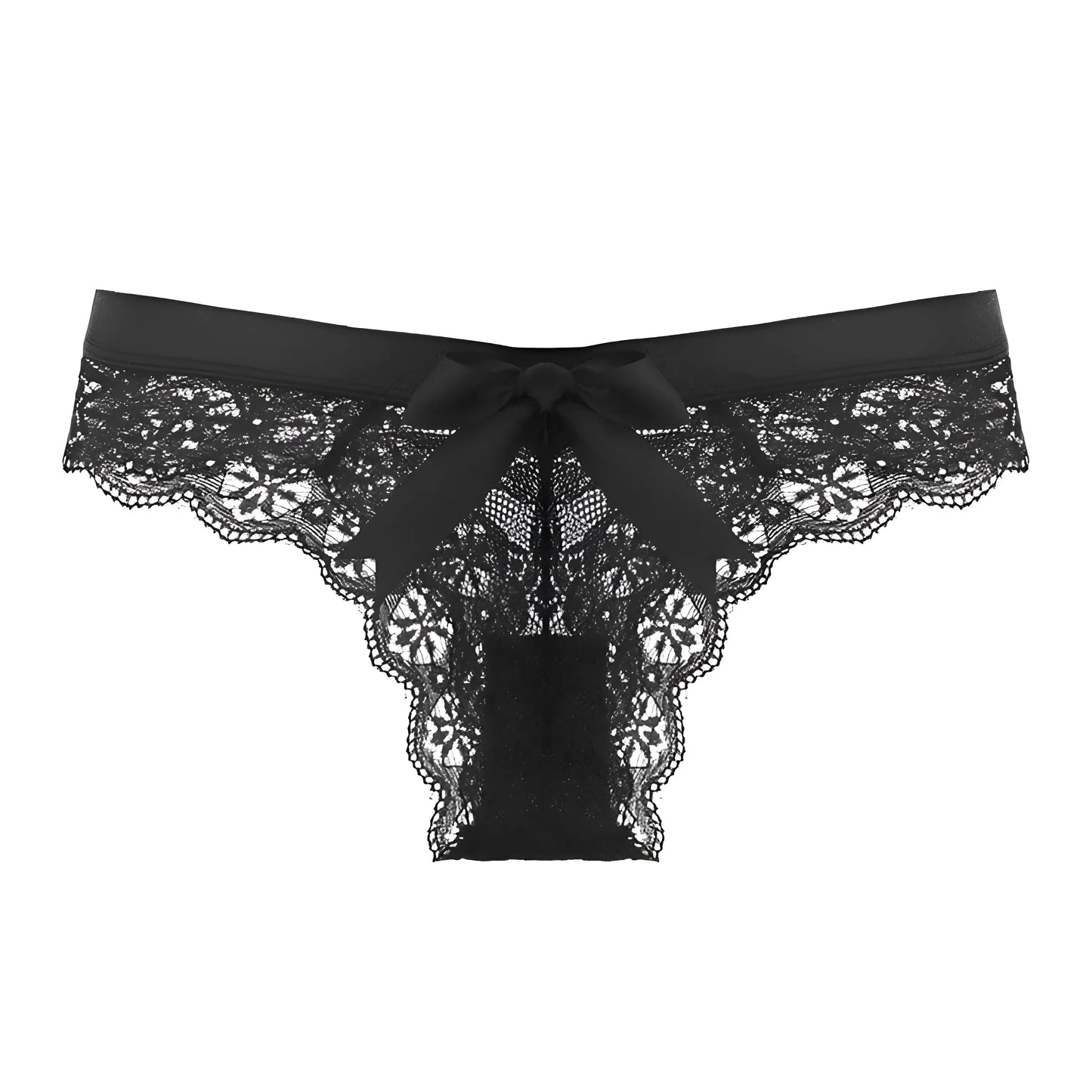Black Lace Knickers with Bow Detail at the Back
