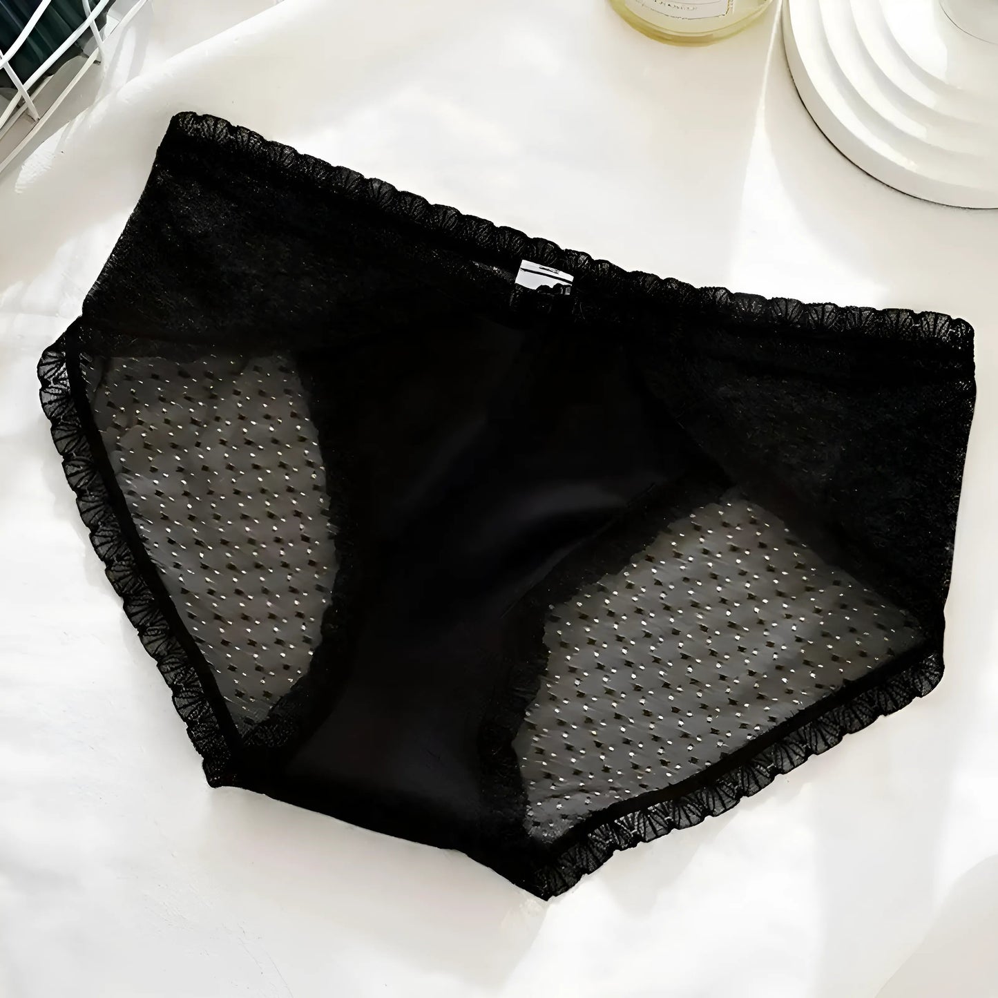 Black Lace Knickers with Decorative Trim