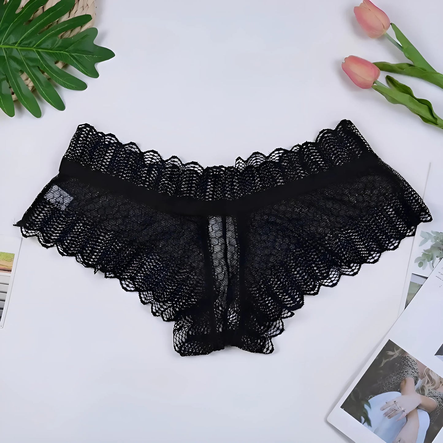 Black Lace Knickers with Ties