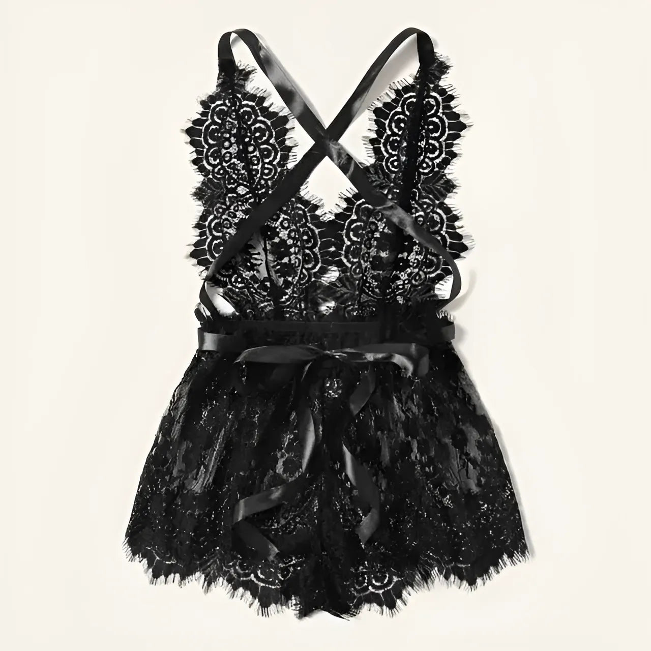 Black Lace One-Piece Pyjama