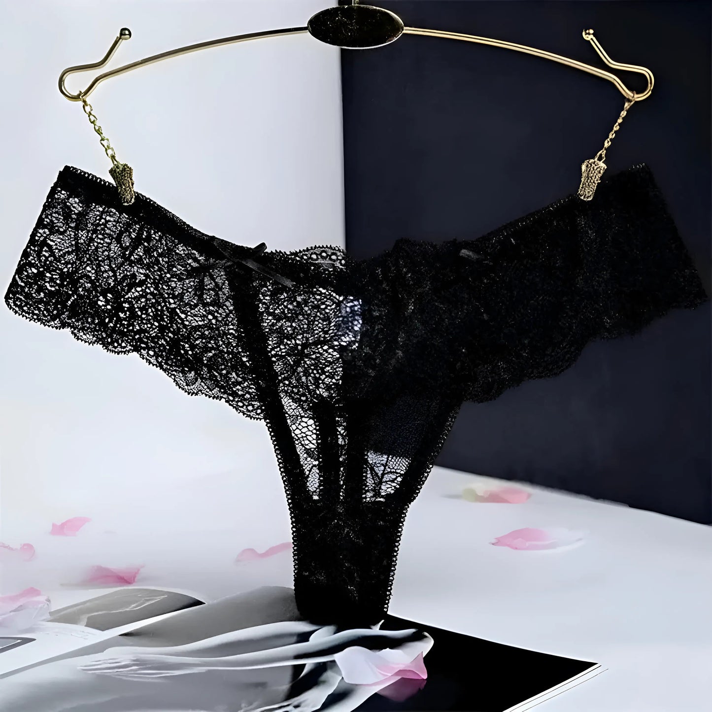 Black Lace String Thongs