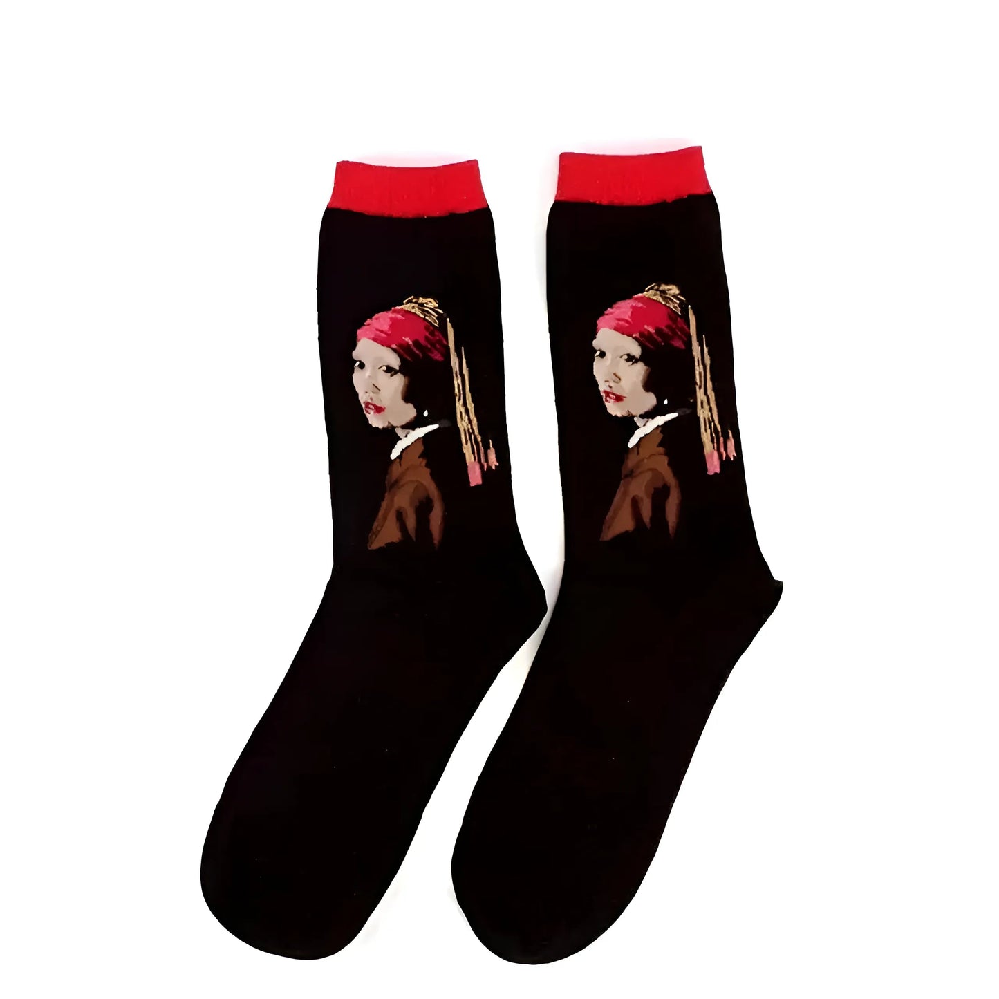 Black Long Socks with Artistic Designs