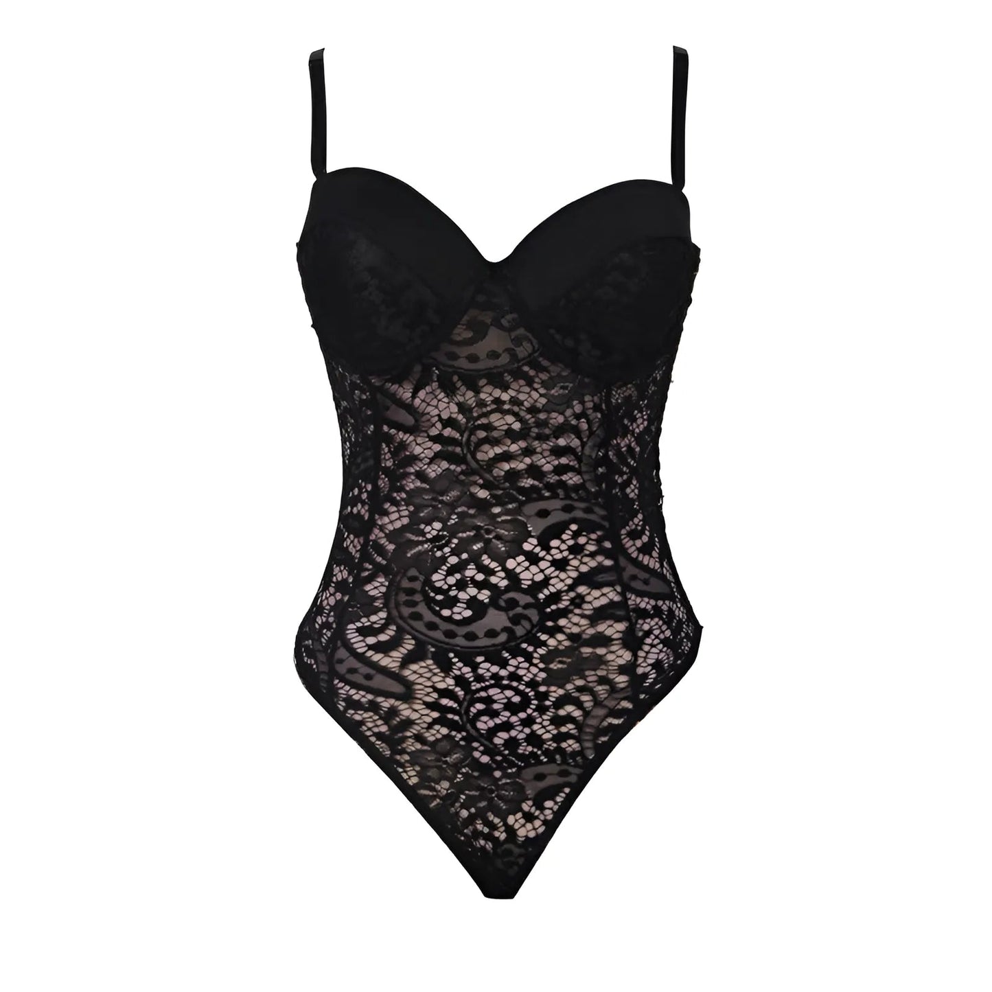 Black Plus Size Lace Bodysuit